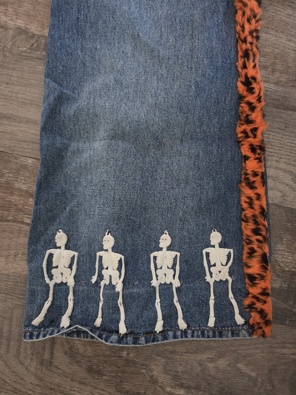 Handmade Women's Halloween Costume Jeans With Skeletons Flare Leg Size 11/12 - Picture 10 of 10